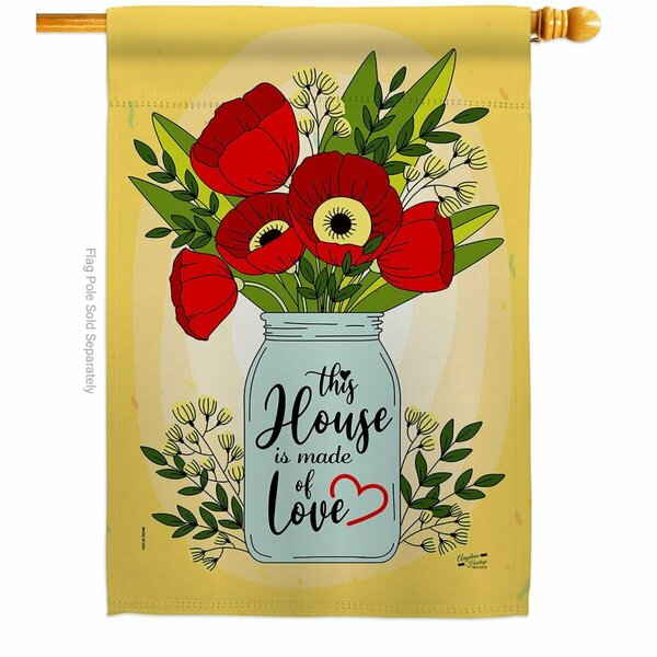 Patio Trasero House of Love Floral Double-Sided Garden Decorative House Flag, Multi Color PA3903046